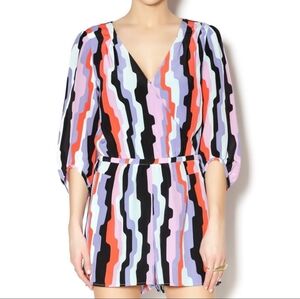 Annie Griffin 100% Silk Colorful Shorts Romper Size Large